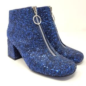 Jeffrey Campbell Blue Glitter Ankle Boots